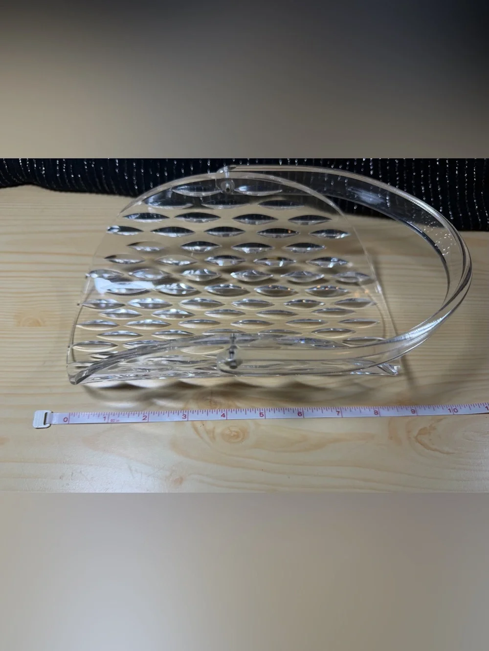 Wilardy Lucite Acrylic Handled Basket 9.25” MCM Vintage Rare Diamond Cut